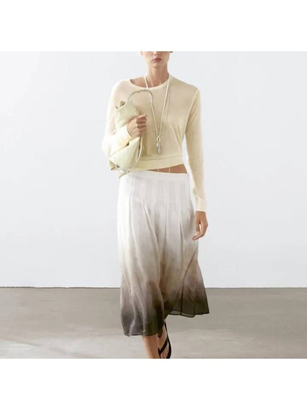 Massimo Dutti Skirt Womens US 4 EUR 36 Beige Midi High Rise 5234/883 NWT